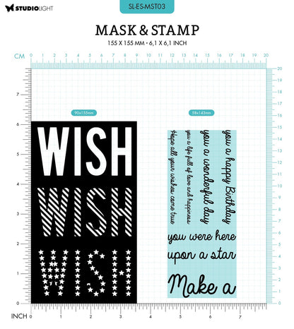 SL Mask & Stamp Wish Sentiments Essentials 155x155x3mm 8 PC nr.03