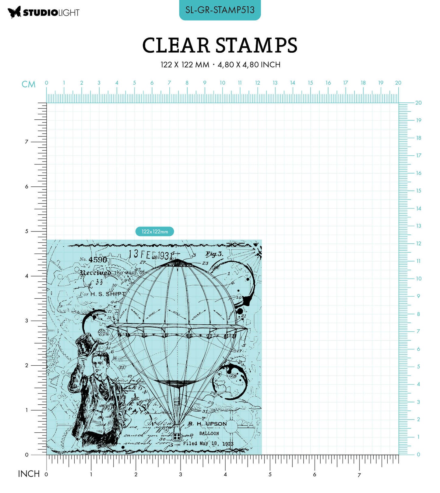 SL Clear Stamps The Hot Air Balloon Grunge Collection 122x122x3mm 1 PC nr.513