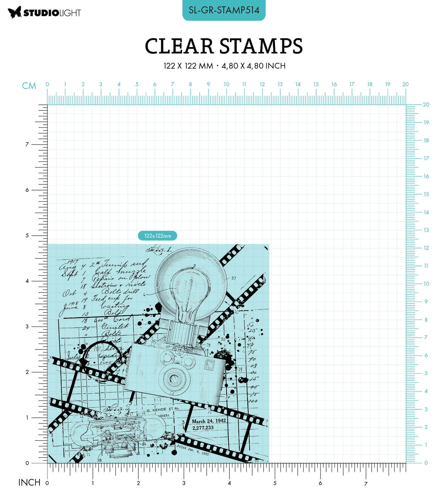 SL Clear Stamps Camera Invention Grunge Collection 122x122x3mm 1 PC nr.514