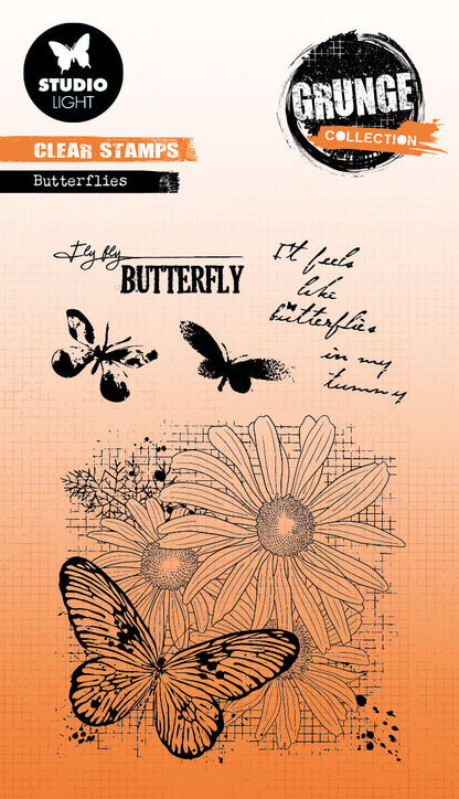 SL Clear Stamp Butterflies Grunge Collection 89x132x3mm 5 PC nr.399