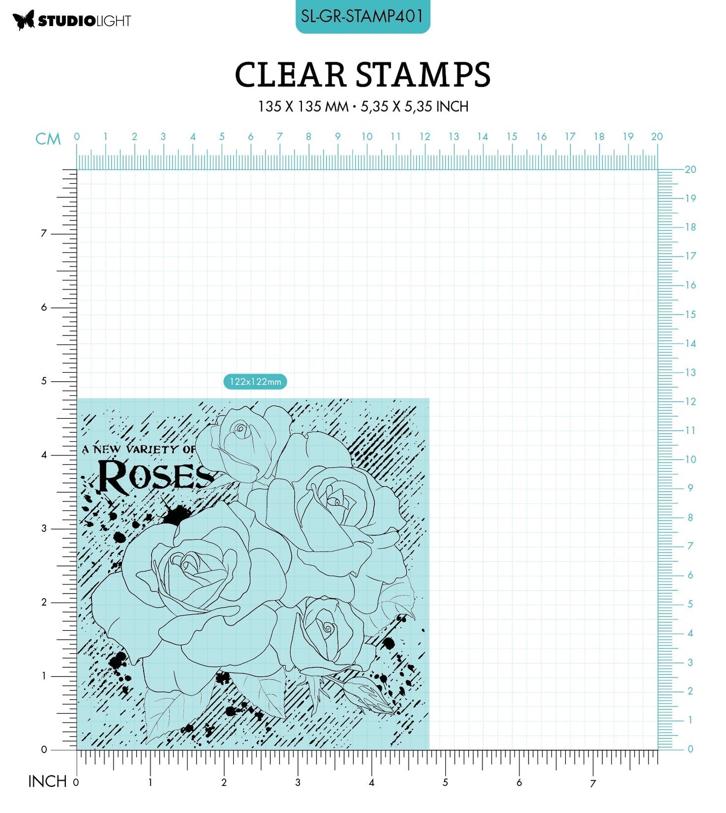 SL Clear Stamp Roses Grunge Collection 122x122x3mm 1 PC nr.401