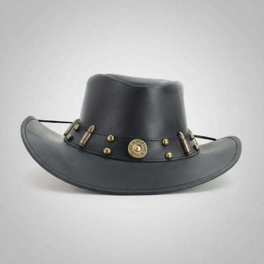 Shapeable Cowboy Hat with 12 Gauge Bullet Slice & Embellishments