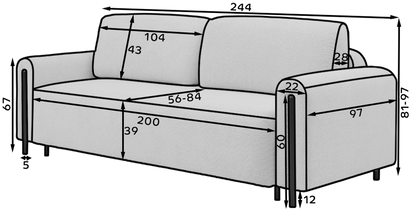 Arcadova 3 Seater Storage Sleeper Sofa - Beige