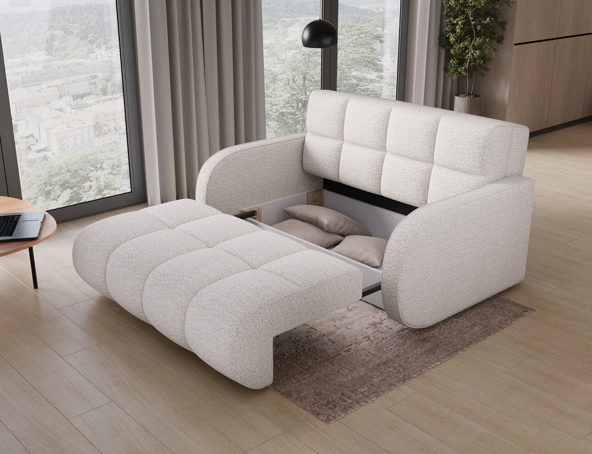 Deverio 3 Seater Condo Size Storage Sleeper Sofa - White