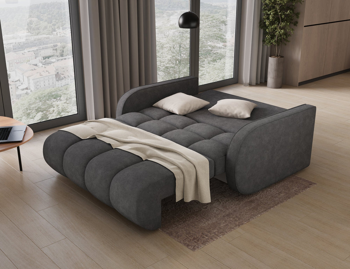 Deverio 3 Seater Condo Size Storage Sleeper Sofa - Dark Grey