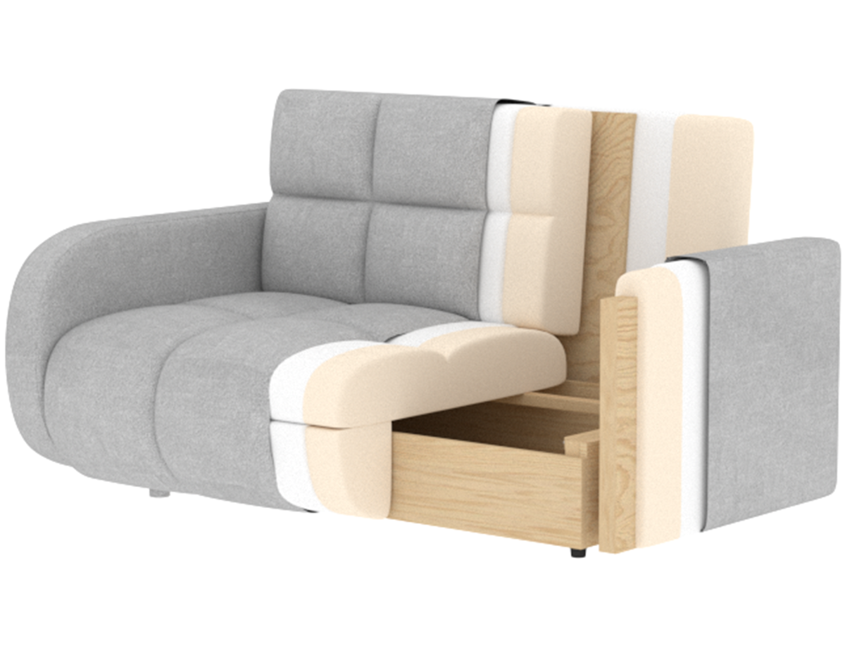 Deverio 3 Seater Condo Size Storage Sleeper Sofa - Mocha Brown