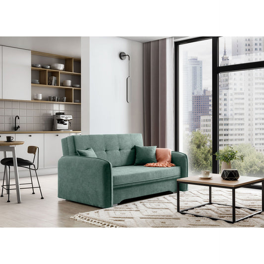 Laine Condo Style 2 Seater Storage Sleeper Sofa - Jade Green