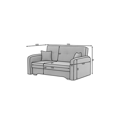 Laine Condo Style 2 Seater Storage Sleeper Sofa - Dark Grey