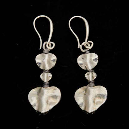 Silver Plate Double Drop Heart Earrings