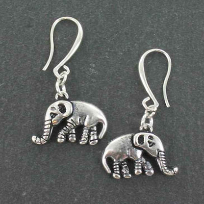 Elephant Charm Earrings in Silver Plate