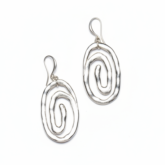 Swirl Pendant Earrings In Silver Plate