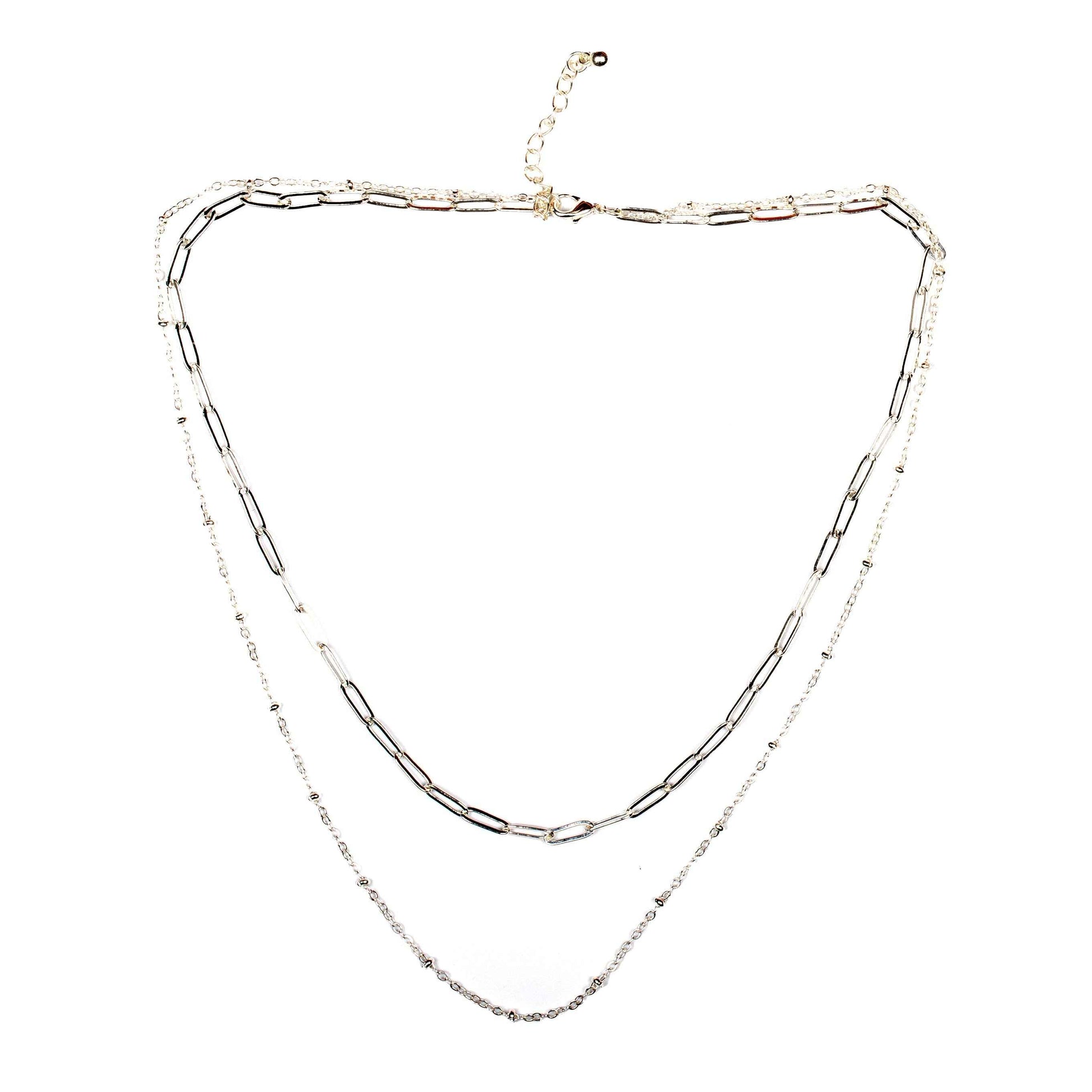 Double Chain Necklace - Silver Plate