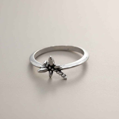 Dragonfly Ring In Silver Plate