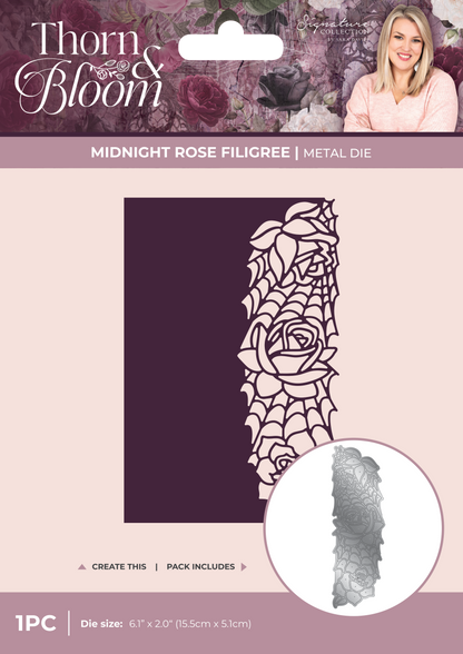 Sara Signature Thorn & Bloom Metal Die Edge'able - Midnight Rose Filigree