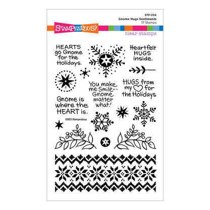 Gnome Hugs Sentiments Clear Stamp Set from the Holiday Hugs Collection by Stampendous