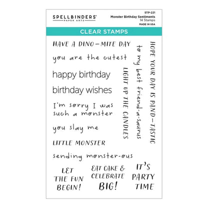 Monster Birthday Sentiments Clear Stamp Set from the Monster Birthday Collection