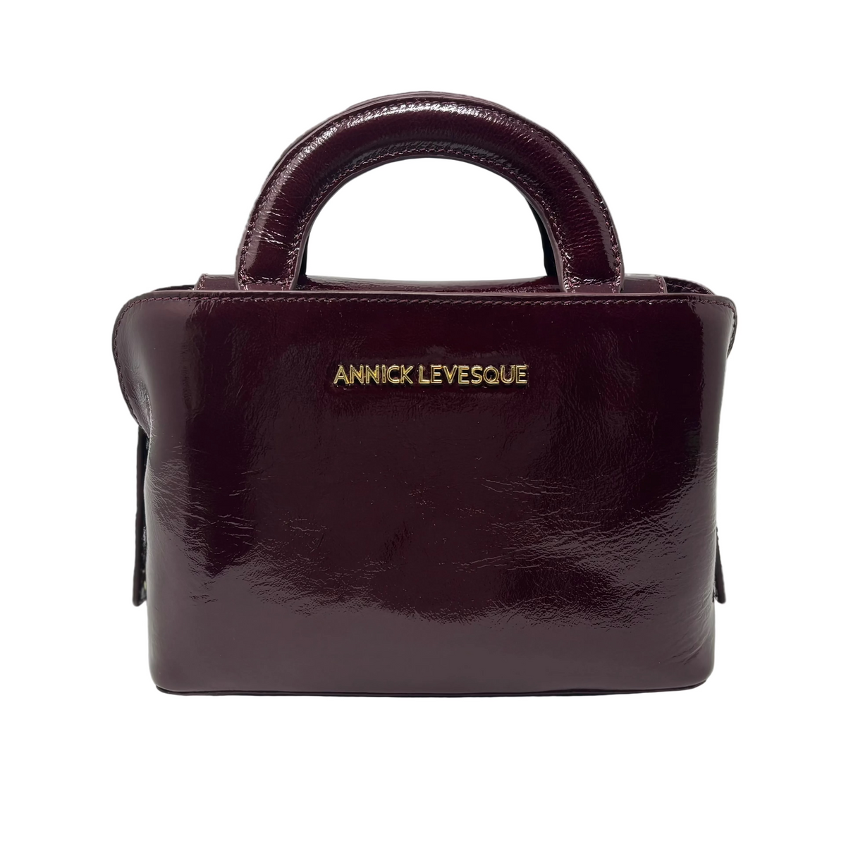 Sac à main en cuir, deux en un, rouge bordeaux vernis | Clarence
