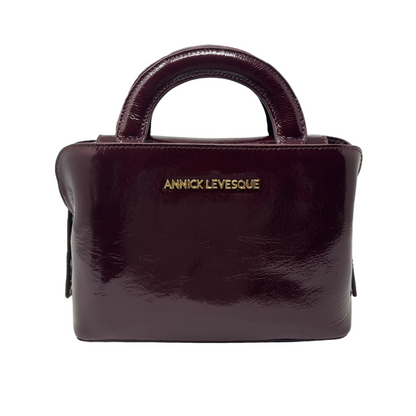 Sac à main en cuir, deux en un, rouge bordeaux vernis | Clarence