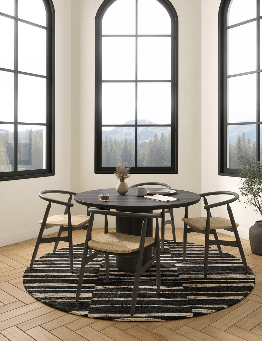 Sahara Schwarz & Natur Teppich