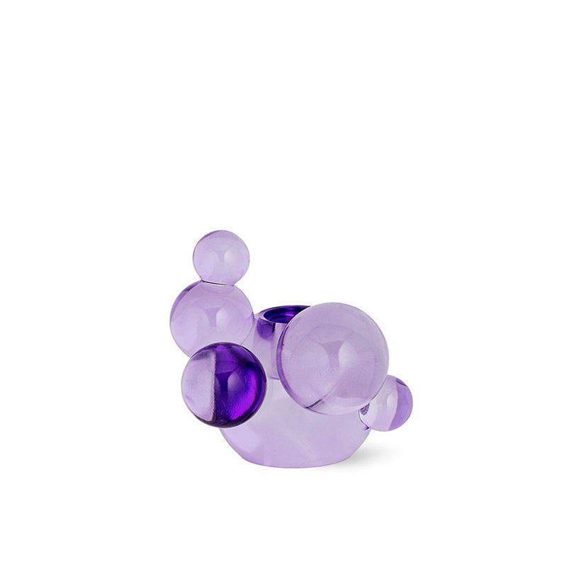 Bubble Crystal Glass Candle Holder - Purple Decorative Sculpture