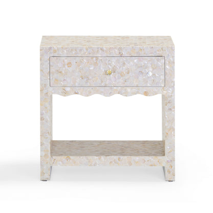 Opal 22" Natural Mother of Pearl Inlaid Storage Drawer Nightstand - Natural