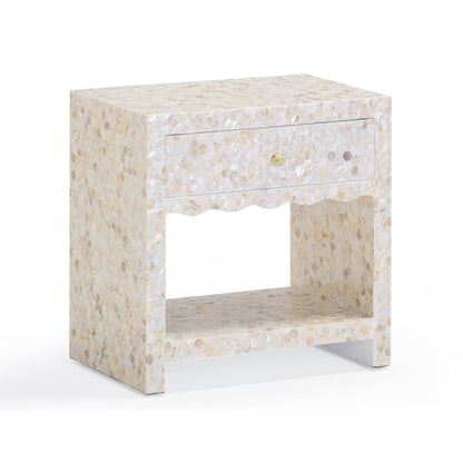 Opal 22" Natural Mother of Pearl Inlaid Storage Drawer Nightstand - Natural