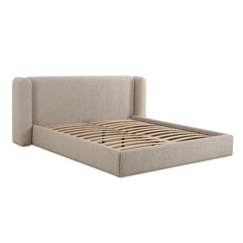 Duru Upholstered Performance Grade Platform Boucle Bed - Taupe