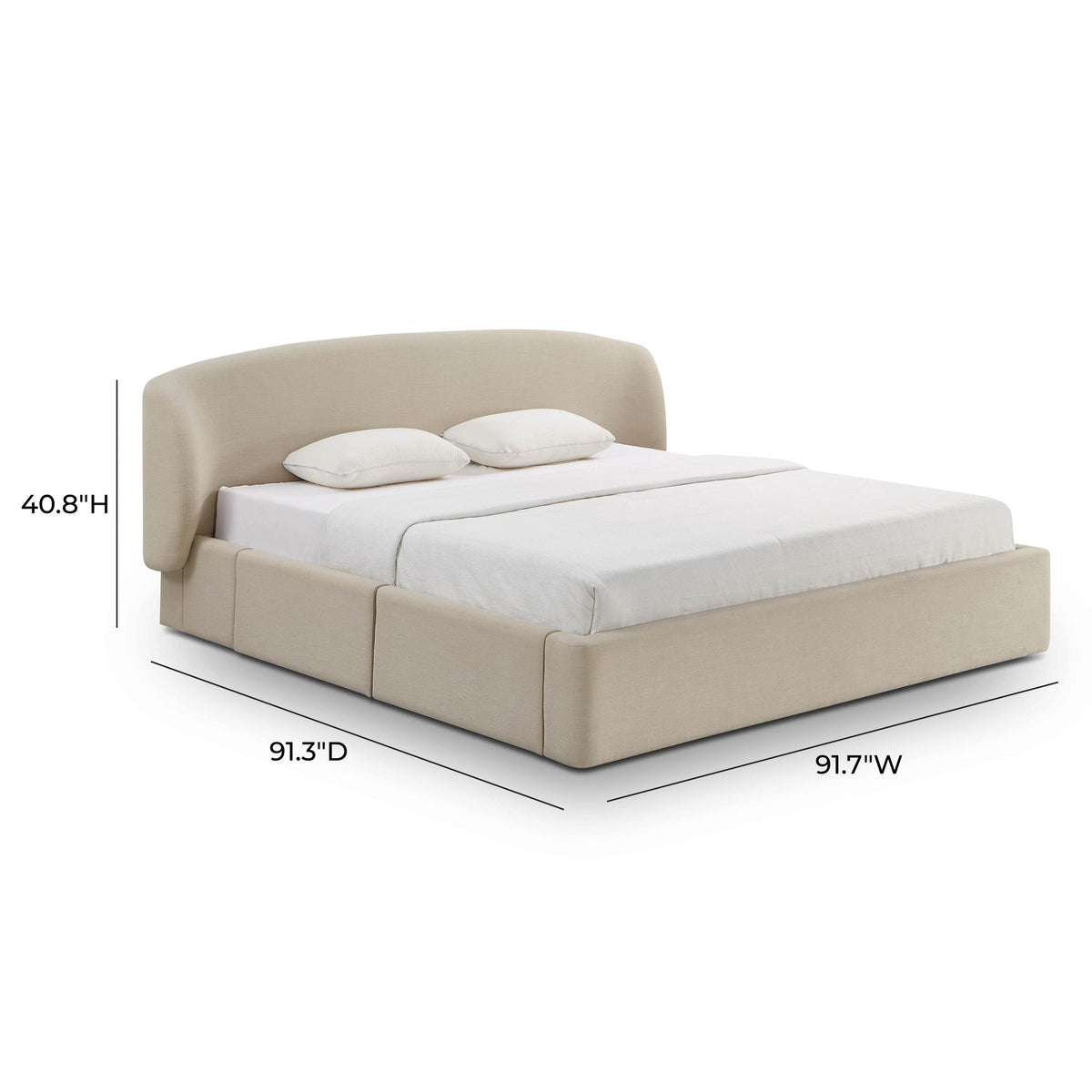 Savanna Upcycled Linen Platform Storage Bed - Cream