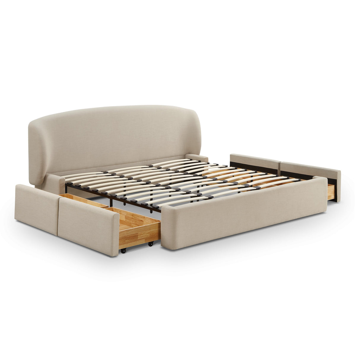 Savanna Upcycled Linen Platform Storage Bed - Taupe