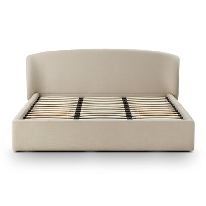 Savanna Upcycled Linen Platform Storage Bed - Taupe