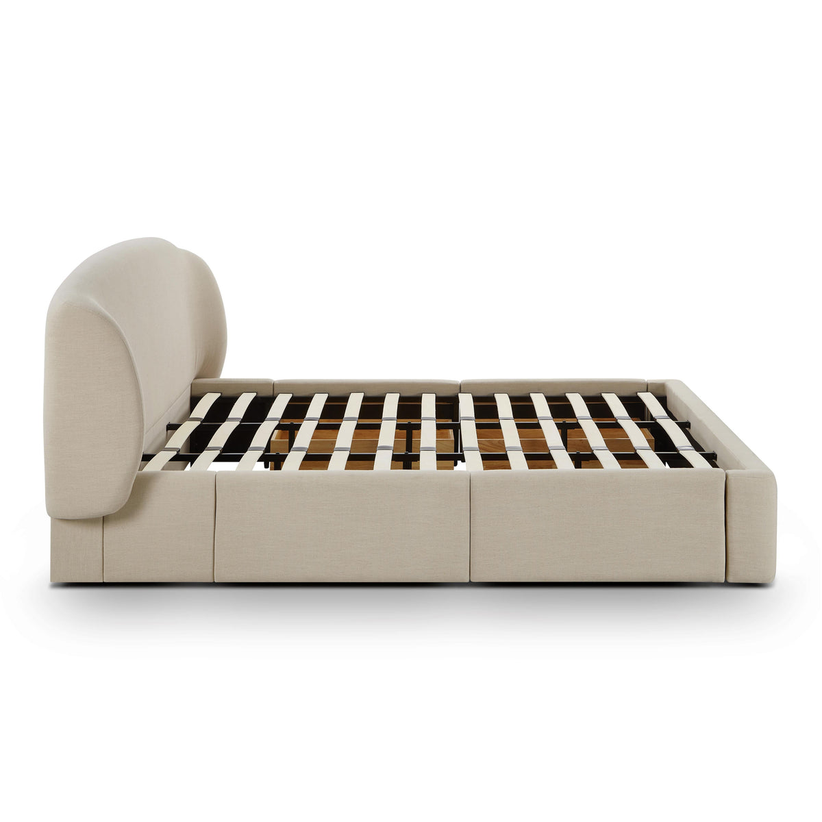 Savanna Upcycled Linen Platform Storage Bed - Cream