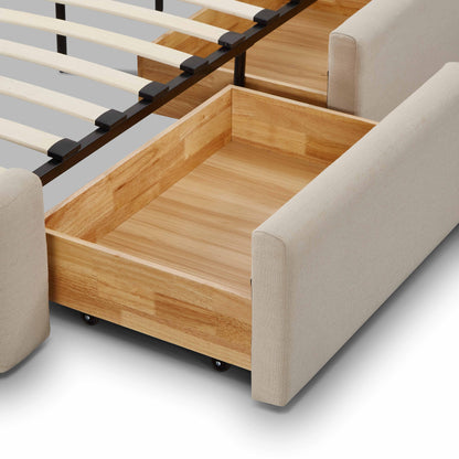 Savanna Upcycled Linen Platform Storage Bed - Taupe