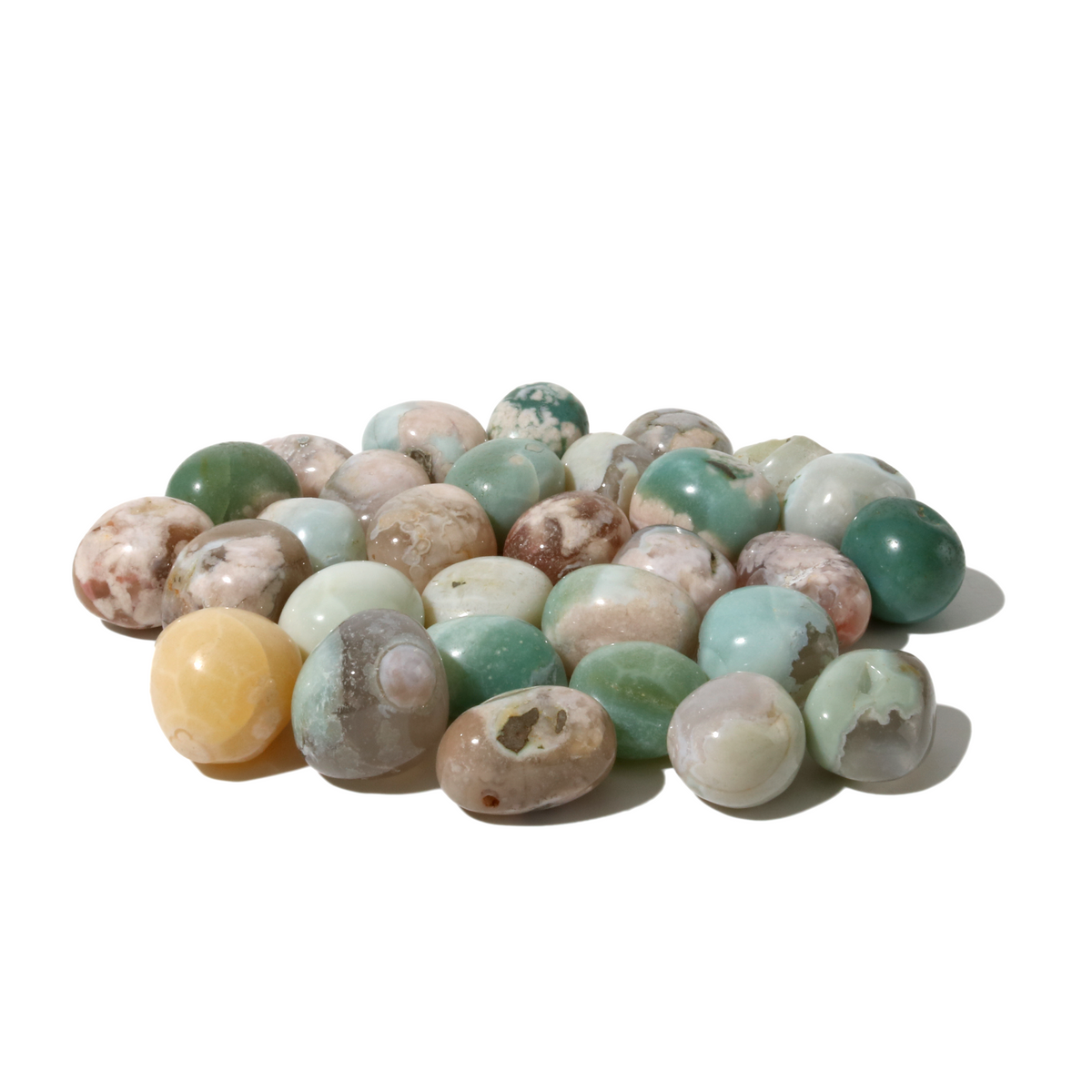 Green Flower Agate Tumbled Stone