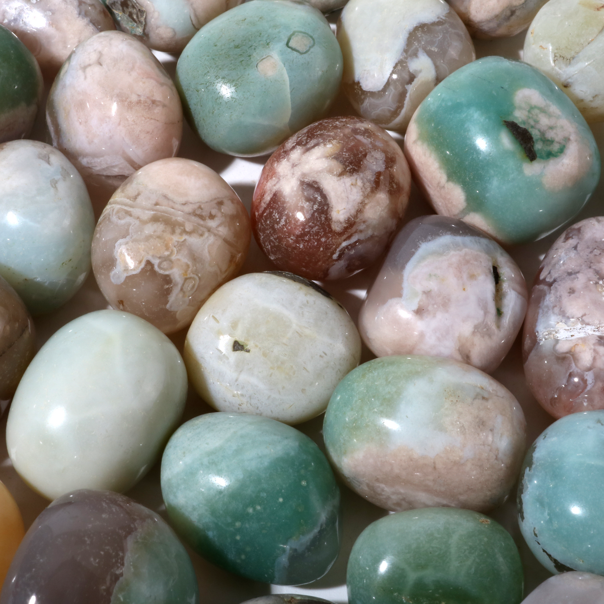 Green Flower Agate Tumbled Stone