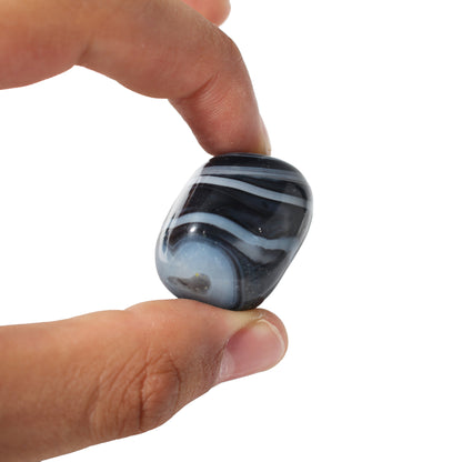 Black Banded Agate Tumbled Stones