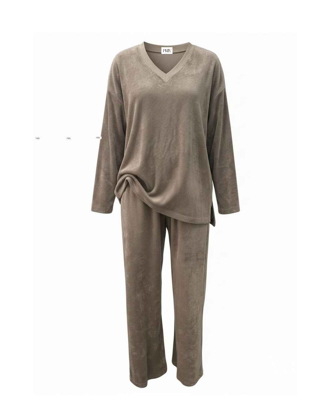 Terry & Co. - Relaxed French Terry Matching Lounge Set For Women 2PC In Latte