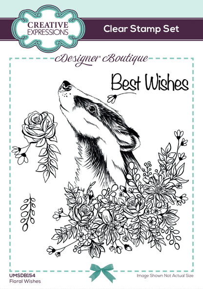 Creative Expressions Designer Boutique Floral Wishes 6 in x 4 in Stamp Set