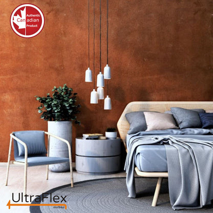 UltraFlex® DYNASTY- マットレス＆ボックススプリングセット 硬め 整形外科的脊椎ケア、姿勢サポート、体圧分散、涼しい眠り、天然高耐久高密度フォーム、環境に優しいマットレス（カナダ製）