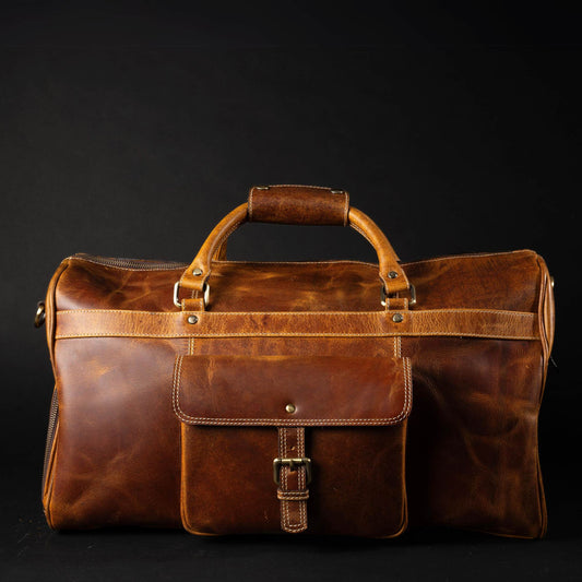 The Voyager Duffle - Cognac Full-Grain Distressed Lederreisetasche