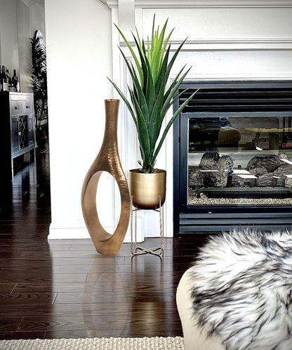Mateo Hand Hammered Brass Floor Vase