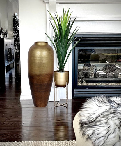 Selina Hand Hammered Brass Floor Vase