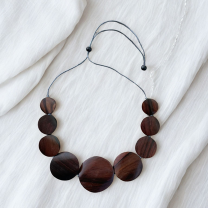 Wooden Flat Disk Necklace
