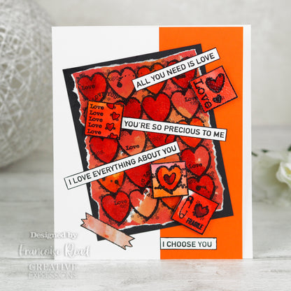 Woodware Clear Singles Heart Background 4 in x 6 in Stamp
