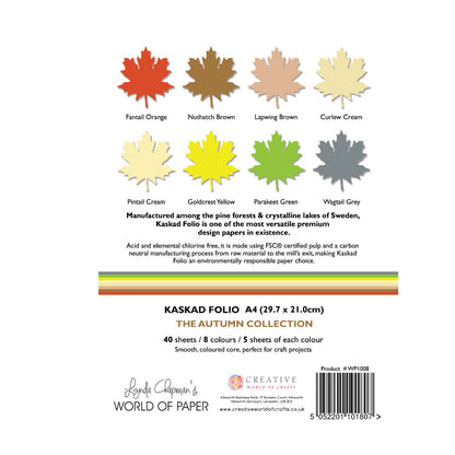 Kaskad Folio Autumn Collection A4 225gsm Coloured Core Cardstock 40 sheets
