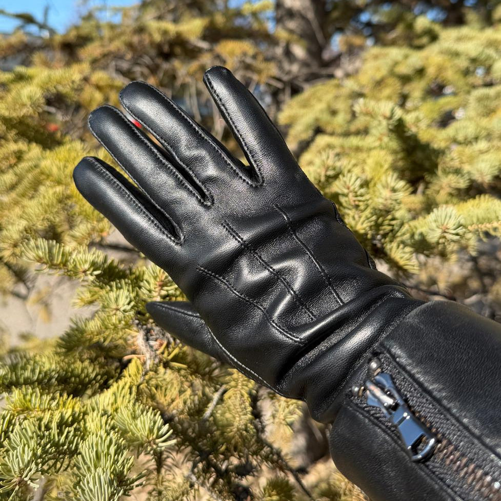 Women's Touchscreen Sheep Leather Gloves with Wool Blend Lining