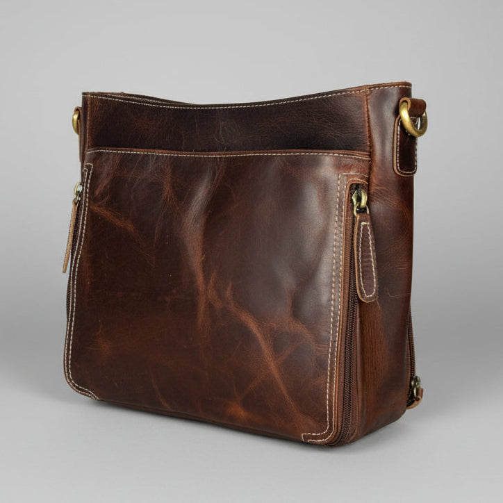 Buffalo Leather Crossbody Bag with Card Organizer