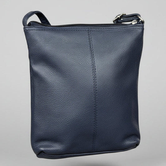 Slim Leather Crossbody. Small Vertical Zip Women’s Bag with Adjustable Strap