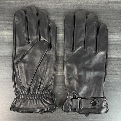 Men's Black Sheepskin Leather Gloves Fleece Lined