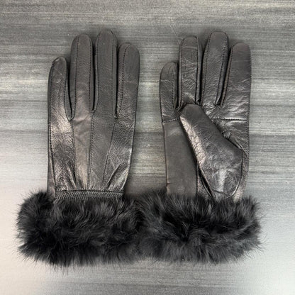 Women’s Sheep Leather Gloves with Rabbit Fur Trim
