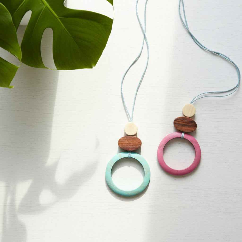 Wooden Open Circle Pendant Necklace